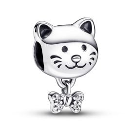 Pandora 792255C01 Silver Charm Pet Cat with Bow