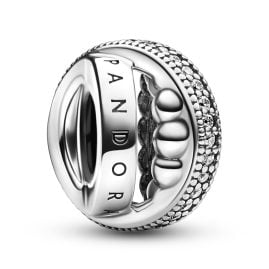 Pandora 792317C01 Silber Charm Logo Pavé & Beads
