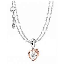 Pandora 39818 Ladies' Necklace Heart & Rose Flower Silver