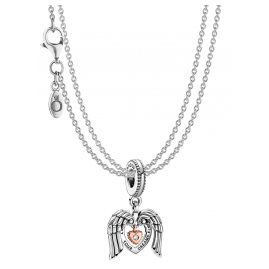 Pandora 39962 Women's Necklace Club 2021 Angel Wings & Heart Silver