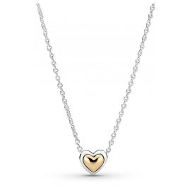Pandora 399399C00 Silver Women's Necklace Domed Golden Heart