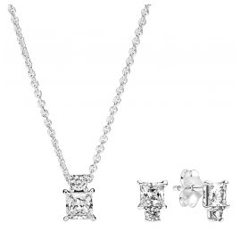 Pandora 51735 Ladies' Gift Set Necklace and Earrings Round & Square