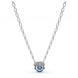 Pandora 390770C01-50 Ladies' Silver Necklace Blue Pansy Flower
