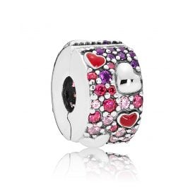 Pandora 797838CZRMX Clips-Charm Asymmetric Hearts of Love Pandora 797838CZRMX Clips-Charm Asymmetric Hearts of Love