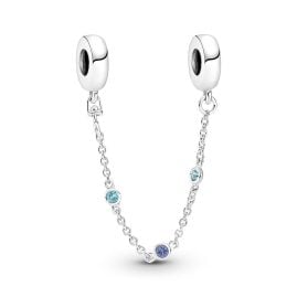 Pandora 791688C01-05 Safety Chain Silver Triple Blue Stone