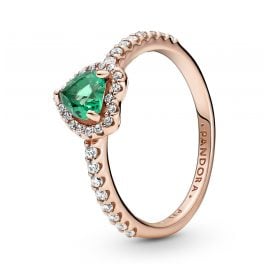 Pandora 188421C03 Women's Ring Elevated Heart Rose/Green