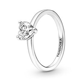 Pandora 191165C01 Ladies' Silver Ring Sparkling Heart Solitaire