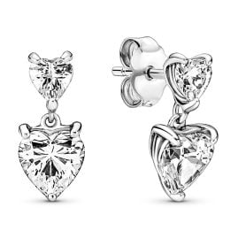 Pandora 291199C01 Silber-Ohrringe für Damen Funkelndes Doppelherz