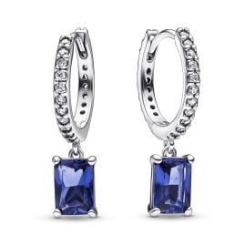 Pandora 292381C01 Women's Drop Earrings Blue Rectangular Sparkling