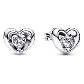 Pandora 292500C01 Ladies' Stud Earrings Radiant Heart & Floating Stone