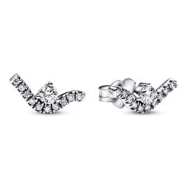 Pandora 292544C01 Stud Earrings for Ladies Sparkling Wave