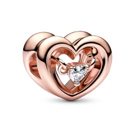 Pandora 782493C01 Charm Radiant Heart & Floating Stone Rose Gold Tone