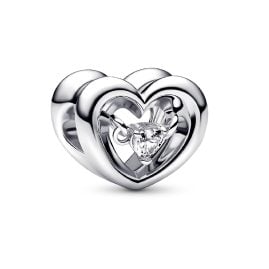 Pandora 792493C01 Silver Charm Radiant Heart & Floating Stone