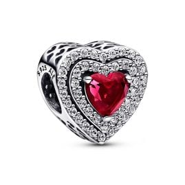 Pandora 799218C02 Silver Charm Sparkling Red Heart