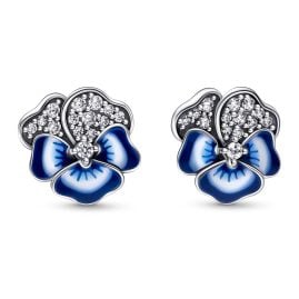 Pandora 290781C01 Damen-Ohrringe Blaue Stiefmütterchen Silber
