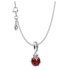 Pandora 15510 Damen-Halskette Roter Marienkäfer Silber