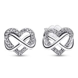 Pandora 292667C01 Ladies' Stud Earrings Sparkling Infinity Heart Silver
