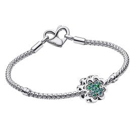 Pandora 15843 Ladies' Bracelet with Charm Four Leaf Clover Green