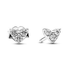 Pandora 293003C01 Women's Earrings Triple Stone Heart Silver