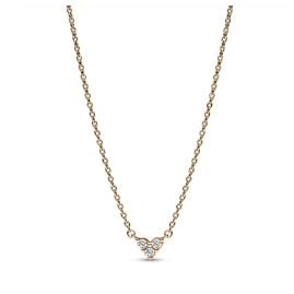 Pandora 363014C01-45 Damen-Halskette Herz mit Dreifachem Stein Goldfarben