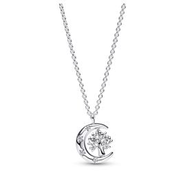 Pandora 392992C01-50 Ladies' Necklace Moon & Spinning Tree of Life Silver