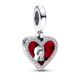 Pandora 793119C01 Dangle Charm Red Heart with Double Key Hole