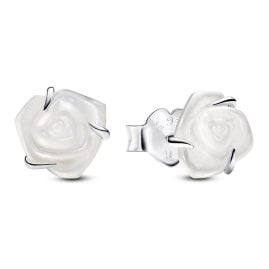 Pandora 293209C01 Women's Earrings White Rose in Bloom Silver