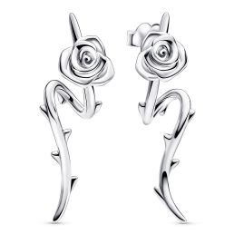 Pandora 293214C00 Ladies' Stud Earrings Rose in Bloom Curved Silver