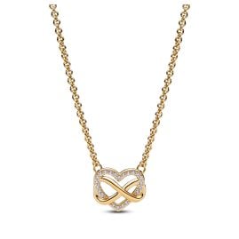 Pandora 362666C01-50 Women's Necklace Sparkling Infinity Heart Gold Tone