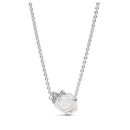 Pandora 393206C01-45 Women's Necklace Silver White Rose in Bloom