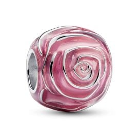 Pandora 793212C01 Silver Charm Pink Rose in Bloom
