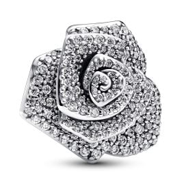 Pandora 793245C01 Oversize Silver Charm Sparkling Rose in Bloom
