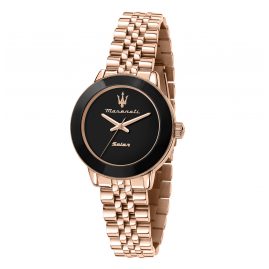 Maserati R8853145513 Women's Solar Watch Successo Rose Gold Tone/Ceramic Black