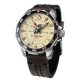 Vostok Europe NH34-225A713-LBBRN Herrenuhr Automatik GMT Rocket N1 Leder Braun