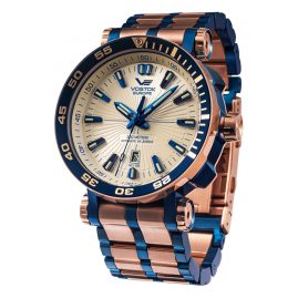 Vostok Europe NH35A-575E651-B Herrenuhr Automatik Energia Rocket Roségoldfarben/Blau