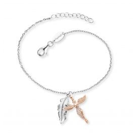 Engelsrufer ERB-FEDER-ANGEL-BIR Silver Women's Bracelet Feather and Angel