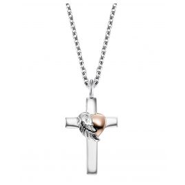 Engelsrufer ERN-CROSSHEART-BIR Silver Necklace Cross with Heartwing