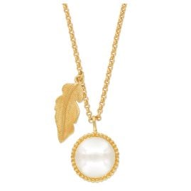 Engelsrufer ERN-GLORY-FEDER-G Ladies´ Necklace Pearl and Feather Gold Toned