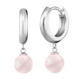 Engelsrufer ERE-RQ-CR Women's Hoop Earrings Silver Powerful Stone Rose Quartz