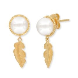 Engelsrufer ERE-GLORY-FEDER-STG Ladies´ Earstuds Pearl with Feather Gold-Coloured