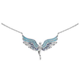 Engelsrufer ERN-FLYANGEL-ZIBL Ladies´ Necklace Angel Silver Blue Cubic Zirconia