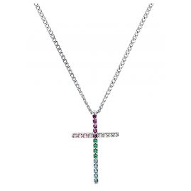Prinzessin Lillifee 2031165 Silber Kinder-Halskette für Mädchen Kreuz Rainbow