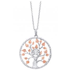 Julie Julsen JJDNE0781.8 Ladies Necklace Tree of Life Dancing Stone Silver