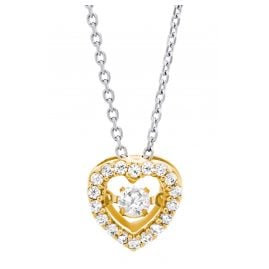 Julie Julsen JJDNE0777.3 Ladies' Necklace Dancing Stone Heart Gold Tone