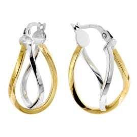 Elaine Firenze 58041 Women's Hoop Earrings Yellow and White Gold 585 / 14 K