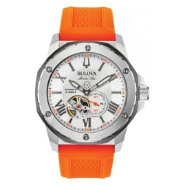 Bulova 98A226 Diver's Watch for Men A Automatic Orange/Silver Tone