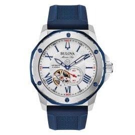 Bulova 98A225 Men's Diver's Watch Automatic Marine Star Blue/Silver Tone