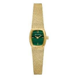 Bulova 97L184 Women's Watch Quartz Goddess of Time Gold Tone/Green