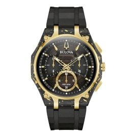 Bulova 98A328 Herrenuhr Chronograph Curv Schwarz/Goldfarben