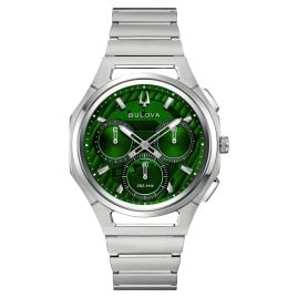 Bulova 96A338 Herrenuhr Chronograph Curv Stahl/Grün